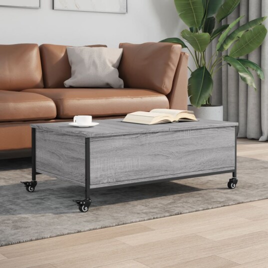 Salongbord med hjul grå sonoma 91x55x34 cm konstruert tre 8721012375956