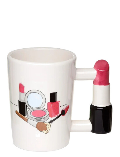 Puckator Lipstick Ceramic Shaped Handle Mug - White - ONE SIZE Puckator Lipstick Ceramic Shaped Handle Mug - White - ONE SIZE