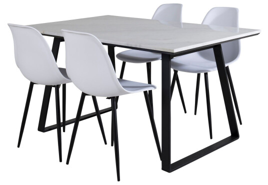 Venture Home Estelle Spisegruppe 140 cm Rektangulær med 4 Polar Stoler Sort