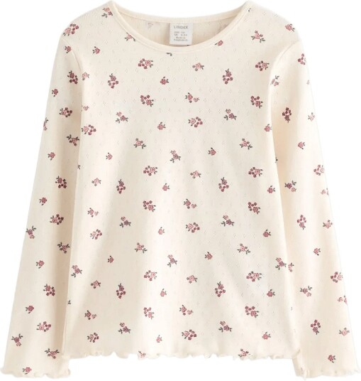 Lindex Long Sleeved Top In Pointelle White 98
