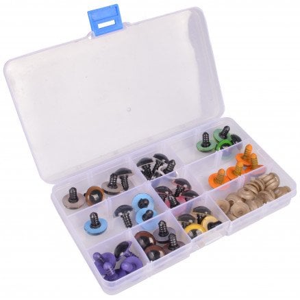 Infinity Hearts Sikkerhedsøyne/Amigurumi øyne i plastboks Ass farger 18mm 18 par