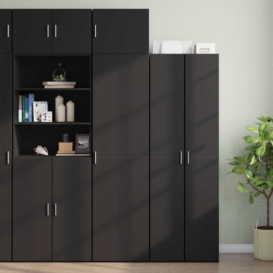 Smalt oppbevaringsskap svart 50x42,5x225 cm konstruert tre