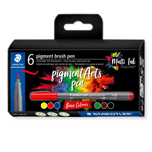 Staedtler Brush Pen Pigment Basic 6 pcs assorted 371C6-9