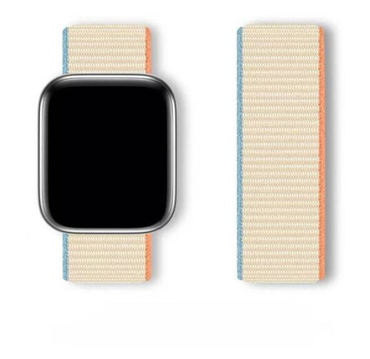Sport nylon Loop rem til Apple Watch Ultra samt Watch 38/40/41/42mm   Beige/Blå/Orange