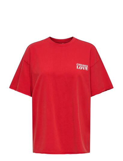 ONLY Onlkinna S/S Oversize Top Box Jrs Red XS ONLY Onlkinna S/S Oversize Top Box Jrs Red XS