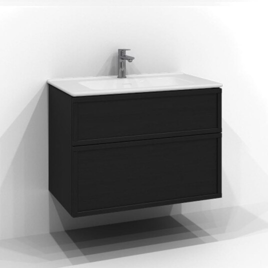 Svedbergs Poem Ramme Servantskap D45 med 2 Skuffer Svart ask / 80cm Push Open Svedbergs Poem Ramme Servantskap D45 med 2 Skuffer Svart ask / 80cm Push Open
