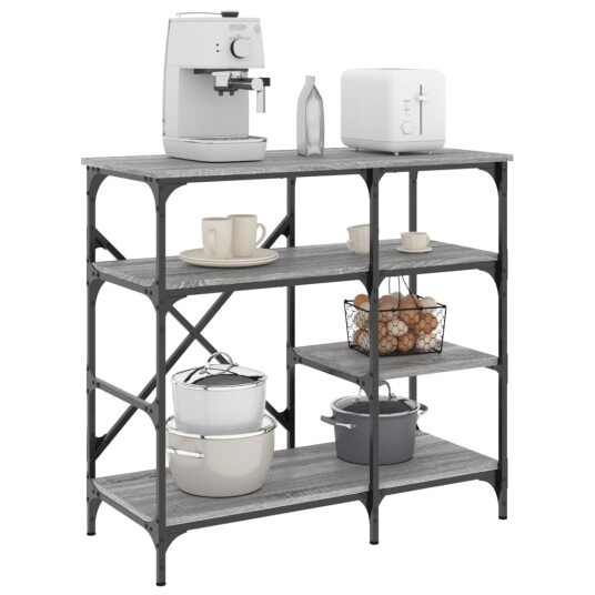 Bakehylle grå sonoma 90x40x84 cm konstruert tre og metall 845424 Bakehylle grå sonoma 90x40x84 cm konstruert tre og metall 845424
