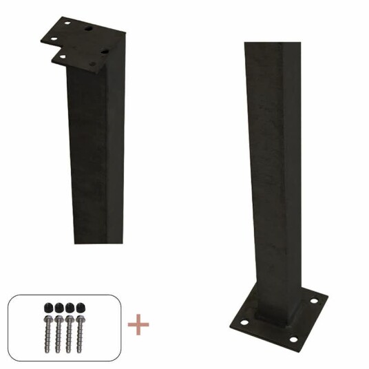 Stålstolpe PLUS Hjørne med Fot til Rekkverk med Bolter 4,5 x 4,5 cm Stålstolpe PLUS Hjørne med Fot til Rekkverk med Bolter 4,5 x 4,5 cm