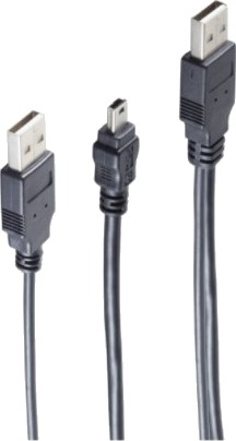 Shiverpeaks Bs77150 Usb-Kabel 0,6 M Usb 2.0 2 X Usb A Mini-Usb B Sort Bs77150
