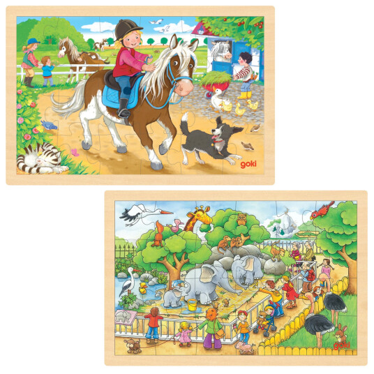 GOKI Pony farm & Visit at the zoo, Puzzle 2 x 24 pieces 1240272/1240280 GOKI Pony farm & Visit at the zoo, Puzzle 2 x 24 pieces 1240272/1240280