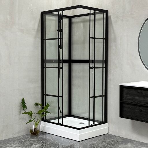 Bathlife Betrakta dusjkabinett, vendbar, 70x90 cm, sort matt/klart glass Bathlife Betrakta dusjkabinett, vendbar, 70x90 cm, sort matt/klart glass