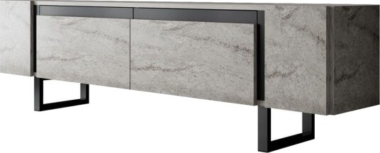 TV-bord Sozi Travertin / Svart - Travertin / Svart