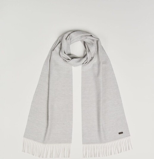 Eton Twill Merino Wool Scarf Light Grey