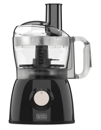 BLACK+DECKER 600W Foodprosessor med rustfritt stål og 1,2L kapasitet Svart