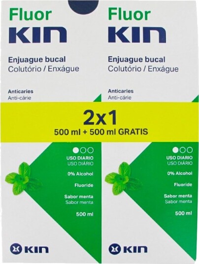 KIN Fluor Munnvann med CPC 2 x 500 ml Daglig Protection mot Karies (0% Alcohol)