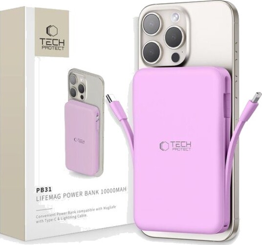 Tech-Protect PB31 MagSafe 10000mAh Powerbank Lavendel Tech-Protect PB31 MagSafe 10000mAh Powerbank Lavendel