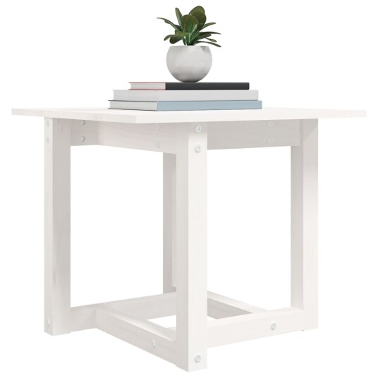 vidaXL Salongbord hvit 50x50x45 cm heltre furu
