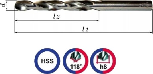 Metallisert Baildon Din 338 Rn Nwka 19 Mm, Hss (S), 198-135 Mm