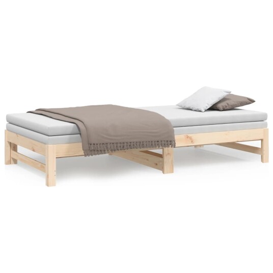 vidaXL Uttrekkbar dagseng 2x(100x200) cm heltre furu