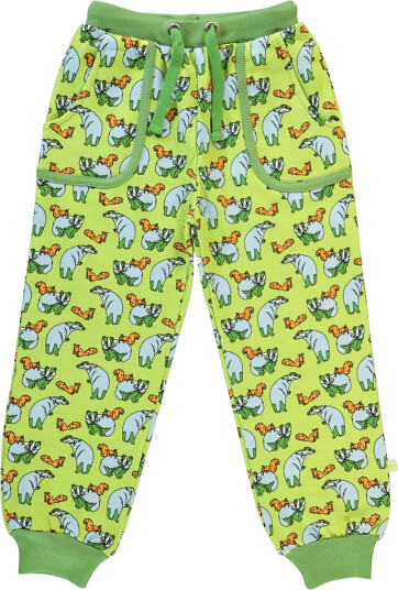 Småfolk Sweatpants With Badger And Squirrel. Green 98 104