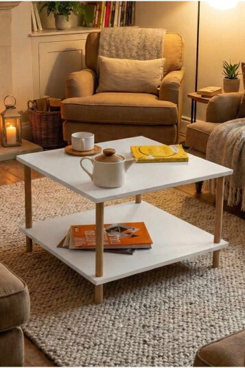 Sofabord Hanah Home Peka Mini (60 x 42,5 x 60 cm) Hvit - Hvit