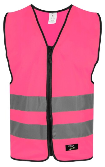 Refleksvest med glidelås jr. Rosa XS (8-12 år)