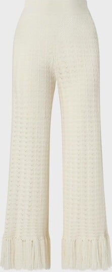 Malina Alycia Knitted Fringe Pants   White   S