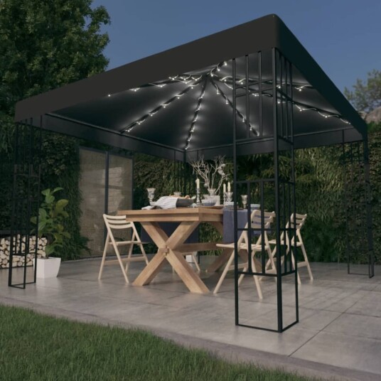 vidaXL Paviljong med LED-lysslynge 3x3 m antrasitt vidaXL Paviljong med LED-lysslynge 3x3 m antrasitt