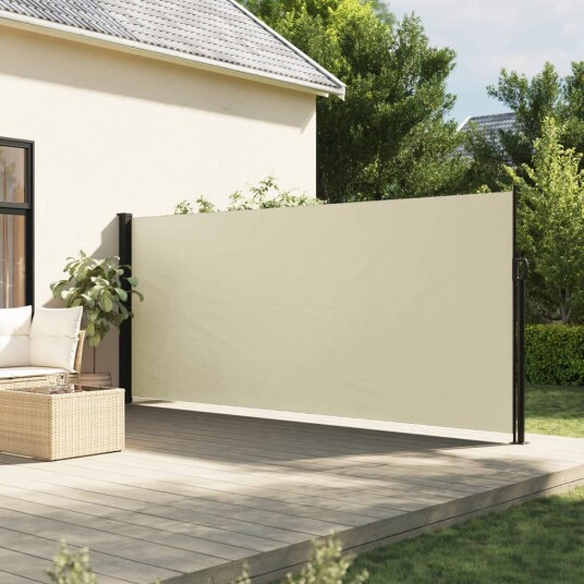 Uttrekkbar sidemarkise kremhvit 160x600 cm 4004520