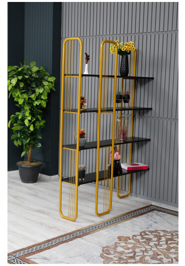 Pemu Bokhylle 125x28 cm Svart/Gull Hanah Home