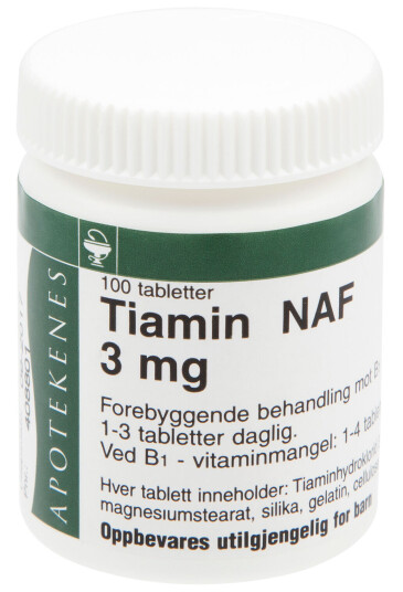 NAF Tiamin NAF 3mg 100 tabletter