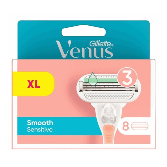Gillette Venus Smooth Sensitive Razorblades 8 stk Barberblader