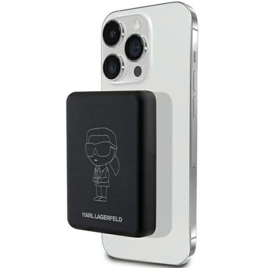 Karl Lagerfeld 5000 mAh Induksjons Powerbank med MagSafe - Svart NFT Outline Ikonik