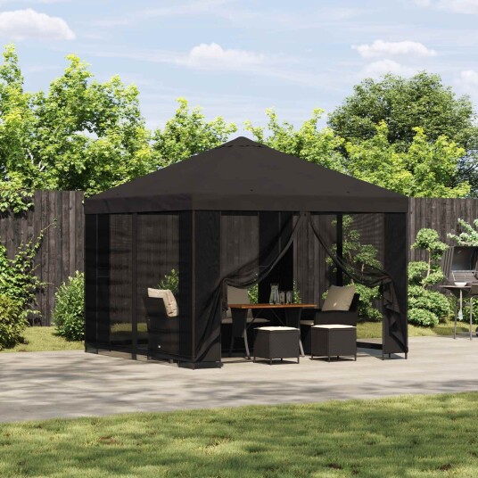 vidaXL Hagepaviljong med sidevegger 3 x 3 m Antrasitt