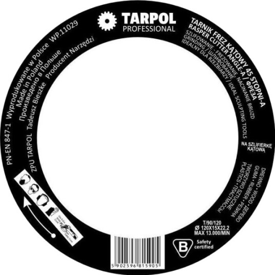 Tarpol Vinkelraspskive T-89 120mm