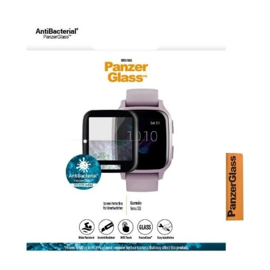PANZERGLASS GARMIN VENU SQ, SKJERMBESKYTTER, ANTIBAKTERIELL