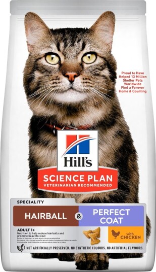 Hill's Adult Hairball Perfect Coat Tørrfôr Kylling 7kg Hill's Adult Hairball Perfect Coat Tørrfôr Kylling 7kg