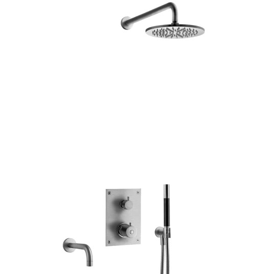 Tapwell Box7368 ED2 Takdusj Innbygging med Badekartut Brushed Black Chrome (TA-9422816)