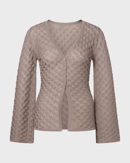 Malina Ayla Pointelle Knitted Cardigan Brown XL Malina Ayla Pointelle Knitted Cardigan Brown XL