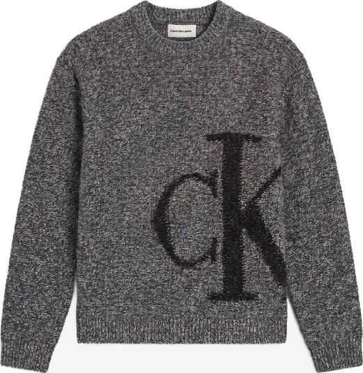 Calvin Klein Jeans Ls Lambswool Blend Monogram Crew - MEDIUM GREY MOULINE - XS Calvin Klein Jeans Ls Lambswool Blend Monogram Crew - MEDIUM GREY MOULINE - XS