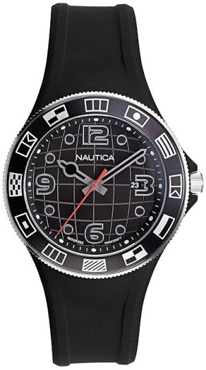 Nautica Herreklokke NAPLBS904 Lummus Beach Sort/Gummi Ø42 mm
