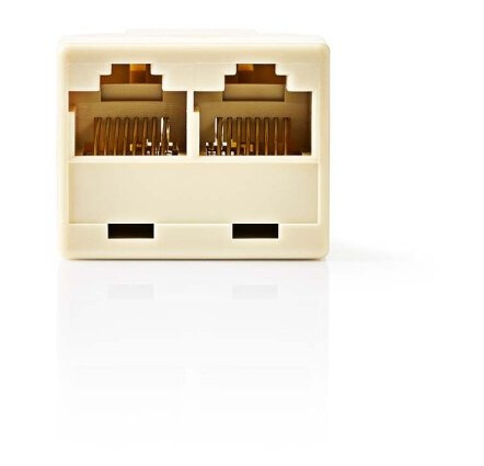Nedis Telecom Network Splitter | RJ45 Hun | 2x RJ45 Female | Gull belagt | Elfenben | PVC | Boks