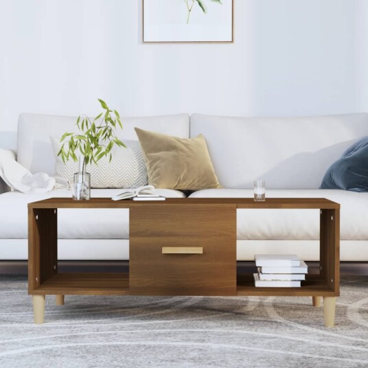 vidaXL Salongbord brun eik 102x50x40 cm konstruert tre