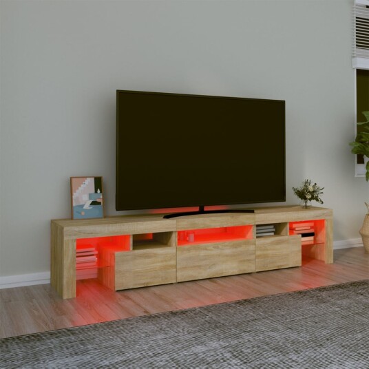 vidaXL TV-benk med LED-lys sonoma eik200 x 36,5 x 40 cm vidaXL TV-benk med LED-lys sonoma eik200 x 36,5 x 40 cm