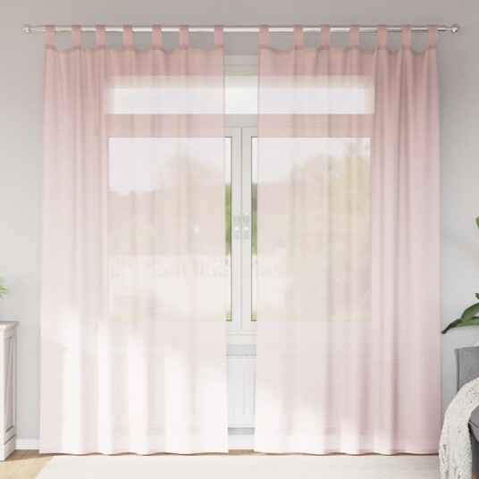 vidaXL Voilegardiner med hemper 2 stk lyserosa 140x225 cm