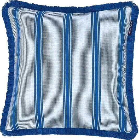Lexington Home Striped Organic Cotton Fringe Pillow Cover Blue 50X50 Lexington Home Striped Organic Cotton Fringe Pillow Cover Blue 50X50