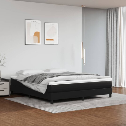 vidaXL Sengeramme boksfjær svart 180x200 cm 6FT Super King kunstskinn