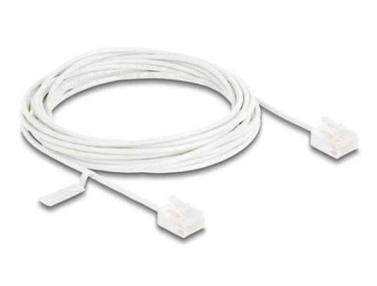 Delock Rj45 Nettverkskabel Cat.6 Utp Ultra Slim 5 M Hvit Med Korte Plugger
