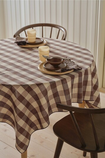 Ellos Home Duk Majken Check 145x145 cm Brun