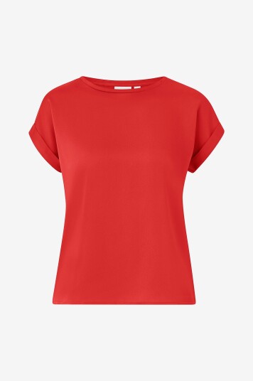Vila - Topp viEllette S/s Satin - Rød